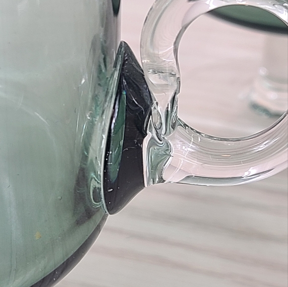 Vintage Hand Blown Smokey Glasses Footed Applied Handles - Picture 6 of 11